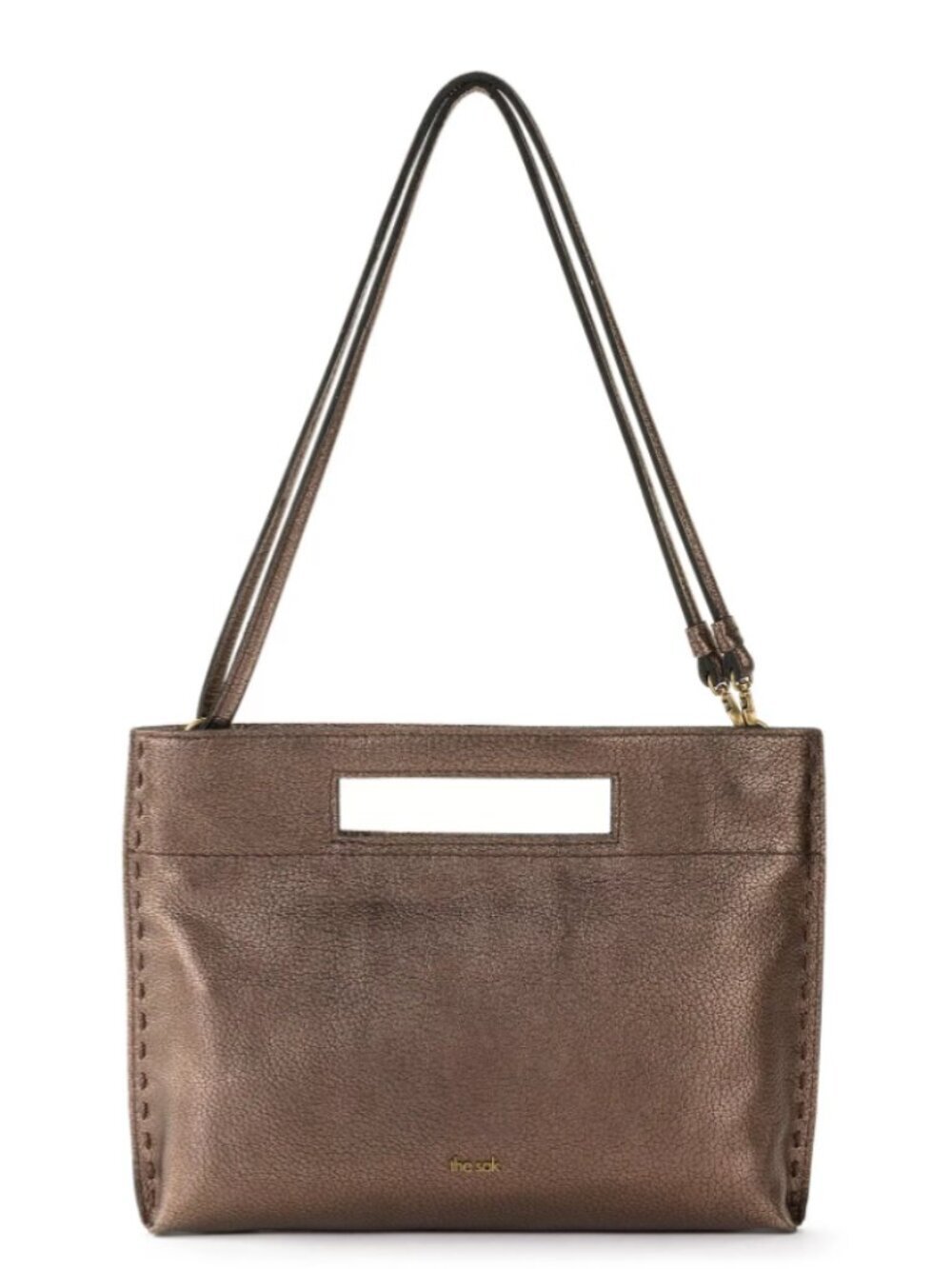 The Sak Linden Metallic Leather Crossbody Bag Handbag Purse Evening Bronze